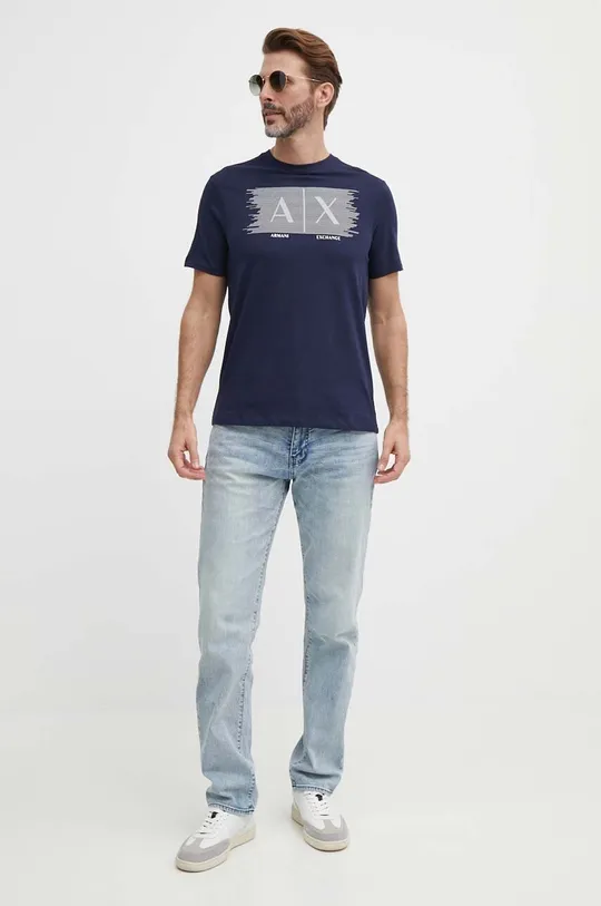 Хлопковая футболка Armani Exchange тёмно-синий