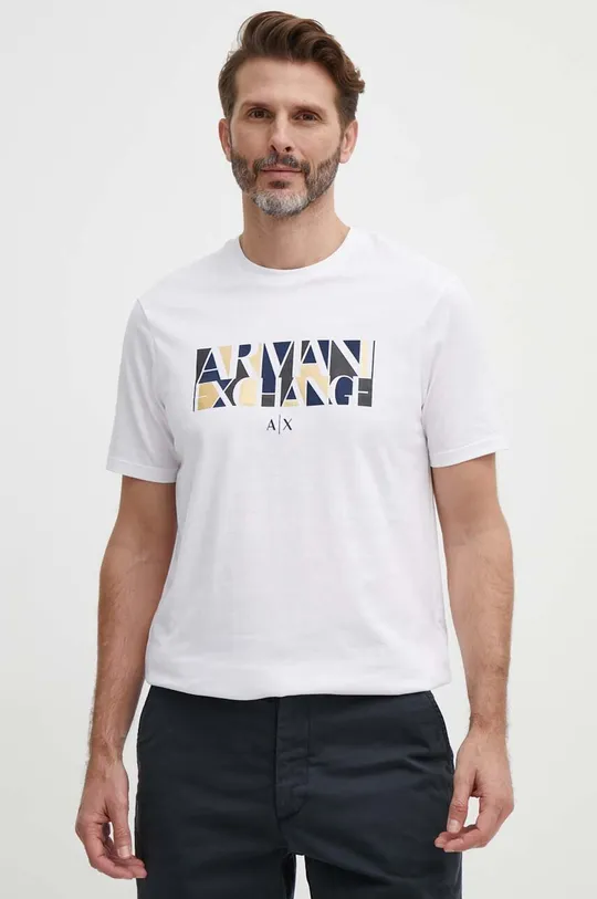fehér Armani Exchange pamut póló