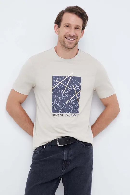 brązowy Armani Exchange t-shirt bawełniany Męski