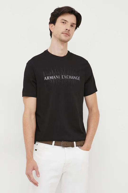 fekete Armani Exchange pamut póló Férfi