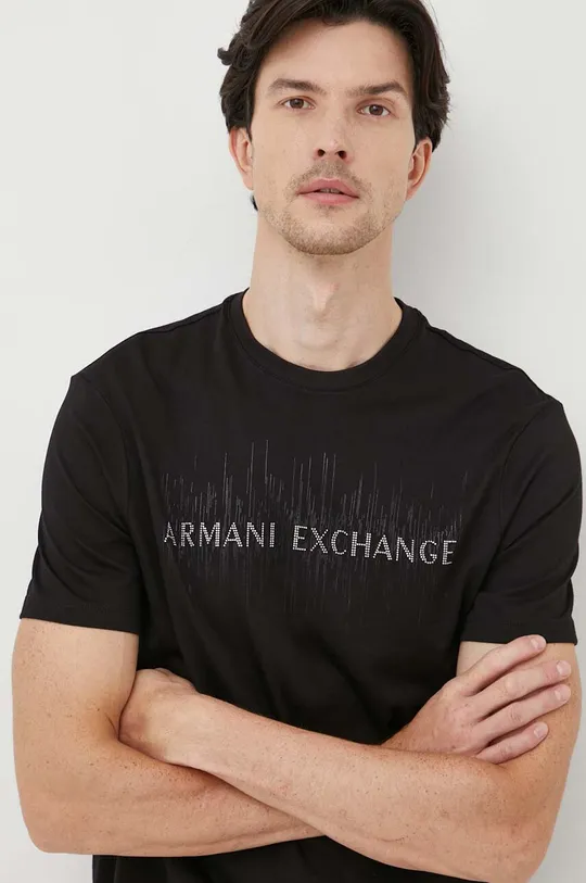 Bombažna kratka majica Armani Exchange črna 6RZTKA.ZJBYZ