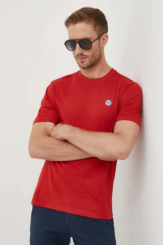 czerwony North Sails t-shirt bawełniany