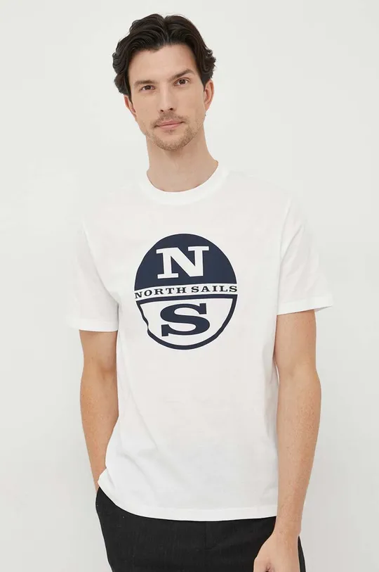 biela Bavlnené tričko North Sails Pánsky