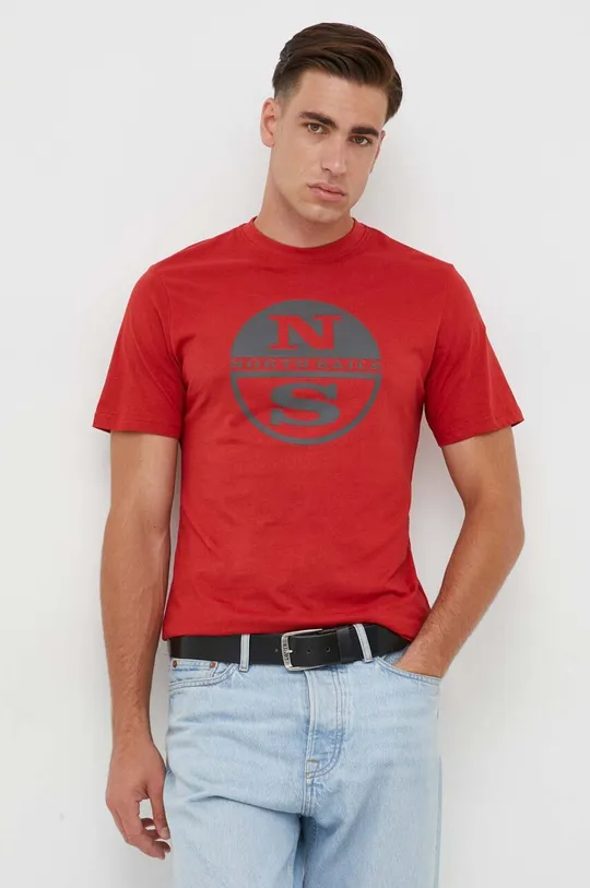 κόκκινο Βαμβακερό μπλουζάκι North Sails Ανδρικά