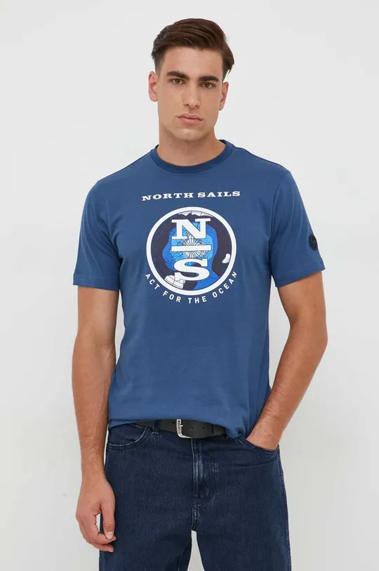 niebieski North Sails t-shirt bawełniany Męski