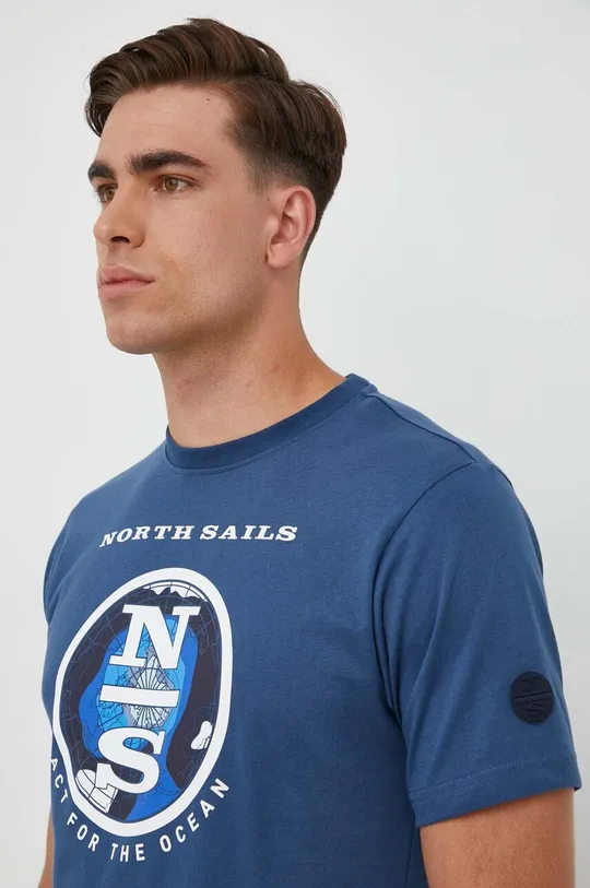 niebieski North Sails t-shirt bawełniany