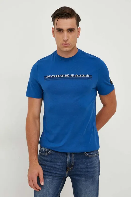 μπλε Βαμβακερό μπλουζάκι North Sails Ανδρικά