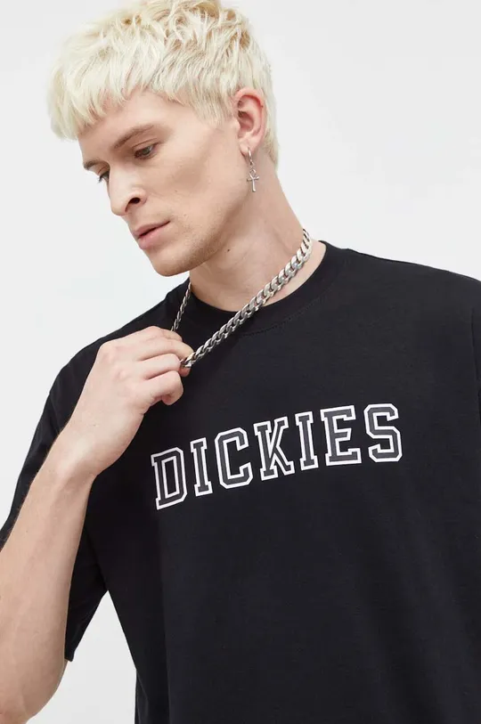 μαύρο Βαμβακερό μπλουζάκι Dickies Ανδρικά