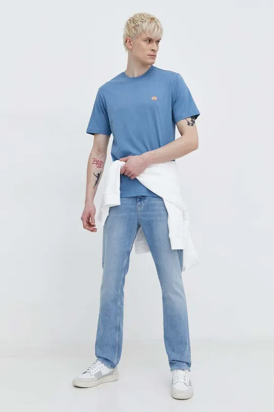 Bombažna kratka majica Dickies modra