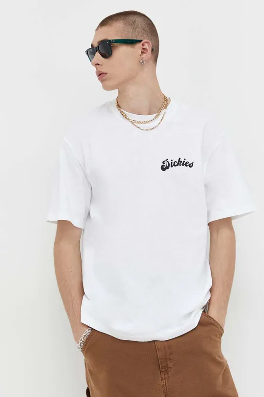 λευκό Βαμβακερό μπλουζάκι Dickies Ανδρικά