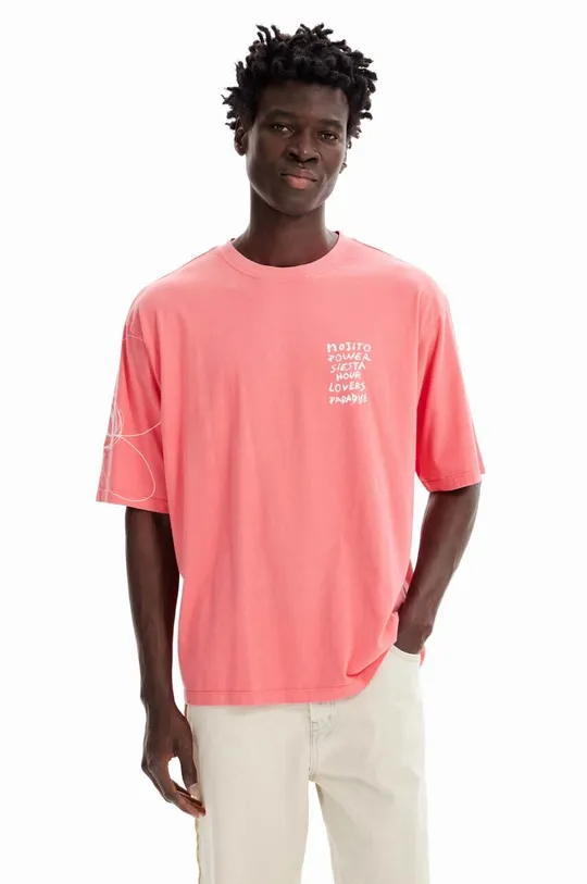 narančasta Pamučna majica Desigual Muški