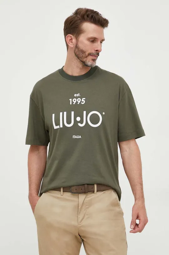 πράσινο Βαμβακερό μπλουζάκι Liu Jo Ανδρικά