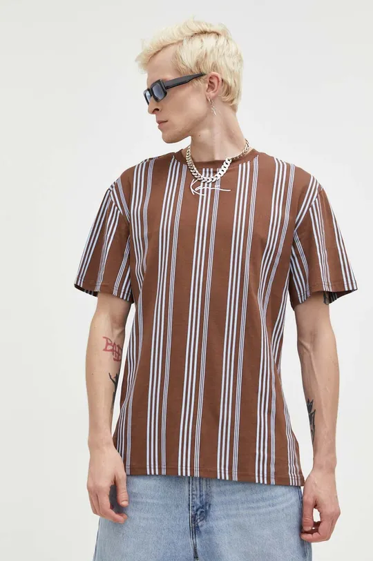 brązowy Karl Kani t-shirt bawełniany
