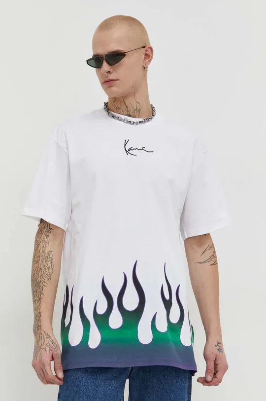 λευκό Βαμβακερό μπλουζάκι Karl Kani Ανδρικά