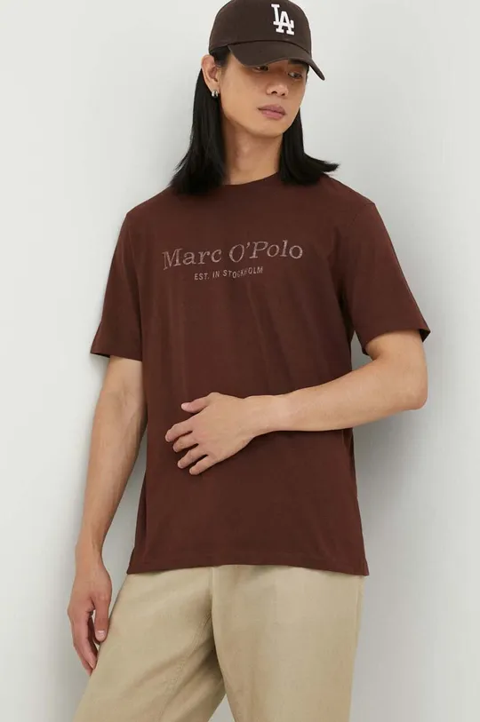 καφέ Βαμβακερό μπλουζάκι Marc O'Polo Ανδρικά