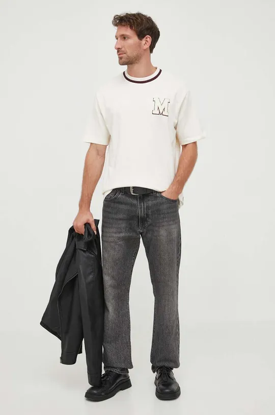 Marc O'Polo t-shirt bawełniany DENIM beżowy
