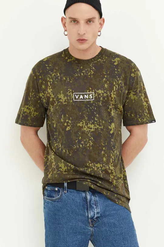 Bombažna kratka majica Vans zelena