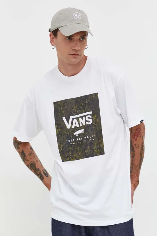Хлопковая футболка Vans белый