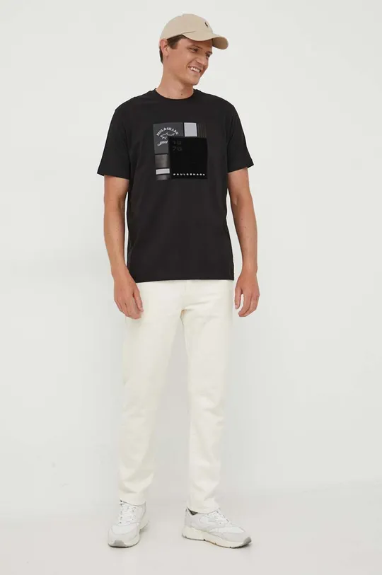 Βαμβακερό μπλουζάκι Paul&Shark μαύρο