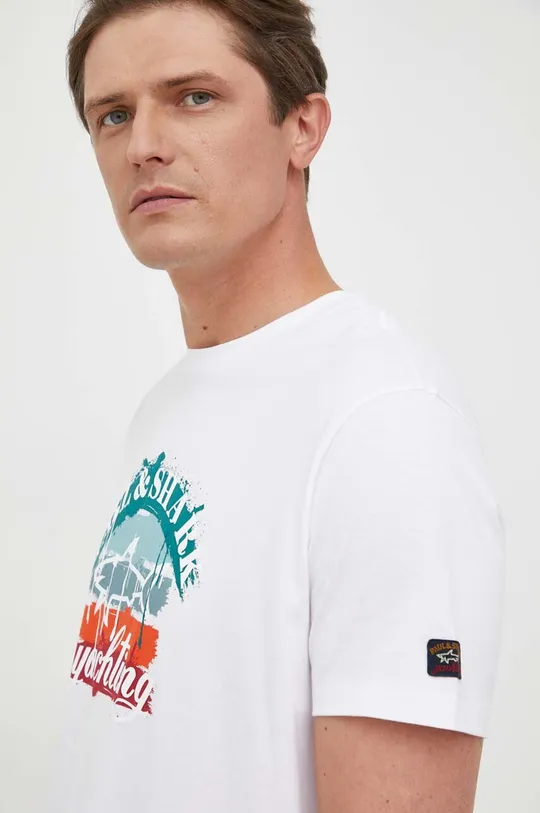 λευκό Βαμβακερό μπλουζάκι Paul&Shark