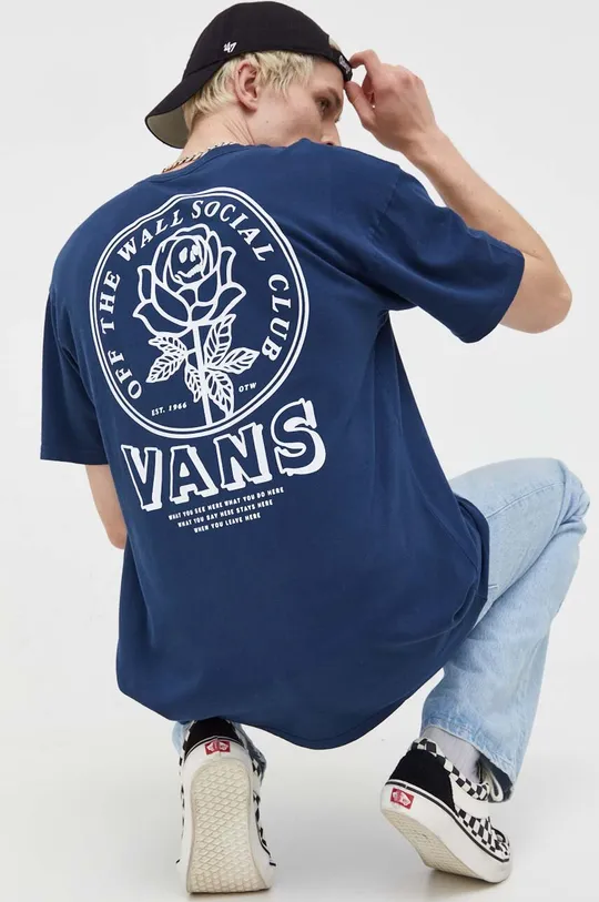 σκούρο μπλε Βαμβακερό μπλουζάκι Vans Ανδρικά