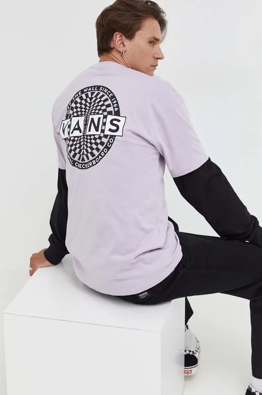 fialová Bavlnené tričko Vans Pánsky