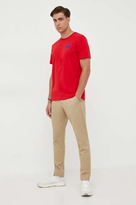 czerwony La Martina t-shirt bawełniany Męski