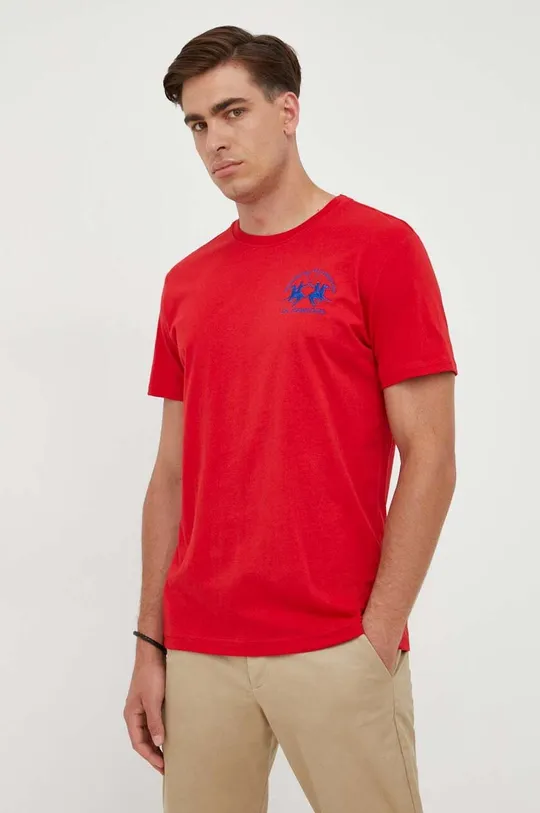 Бавовняна футболка La Martina червоний