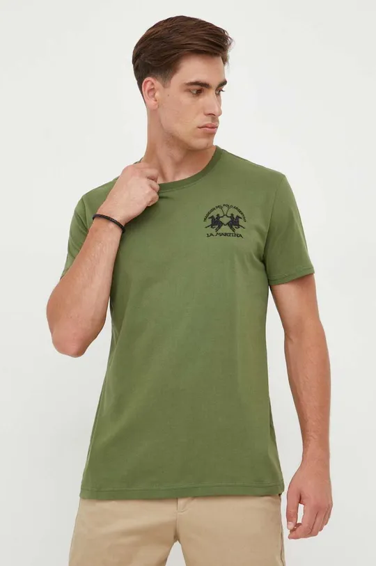 πράσινο Βαμβακερό μπλουζάκι La Martina Ανδρικά