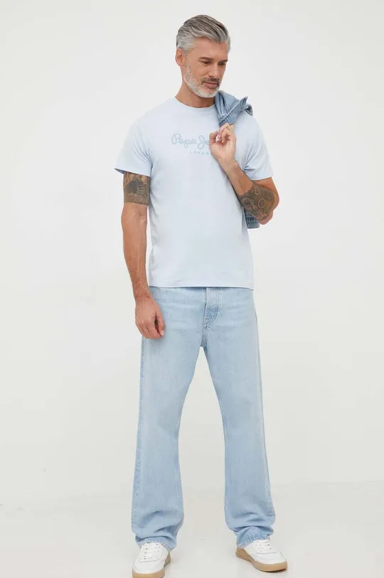 Бавовняна футболка Pepe Jeans JAYDEN блакитний