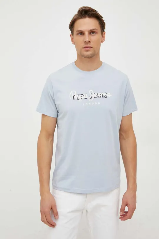 modra Bombažna kratka majica Pepe Jeans Keegan