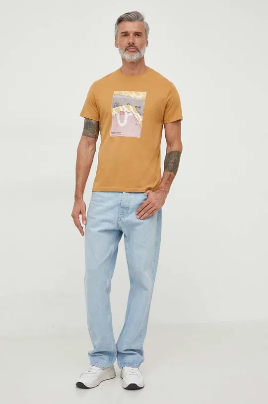 Βαμβακερό μπλουζάκι Pepe Jeans κίτρινο