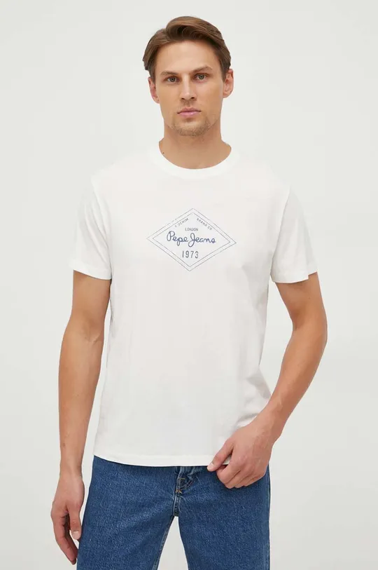 beżowy Pepe Jeans t-shirt bawełniany Wasley