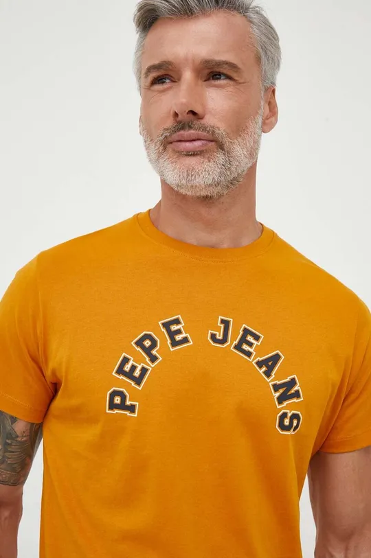 κίτρινο Βαμβακερό μπλουζάκι Pepe Jeans Westend Ανδρικά