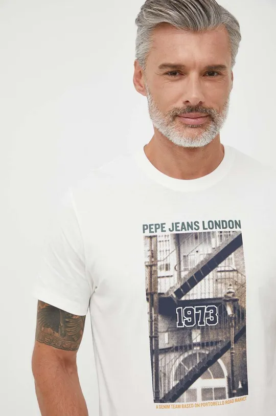 beżowy Pepe Jeans t-shirt bawełniany WILBUR