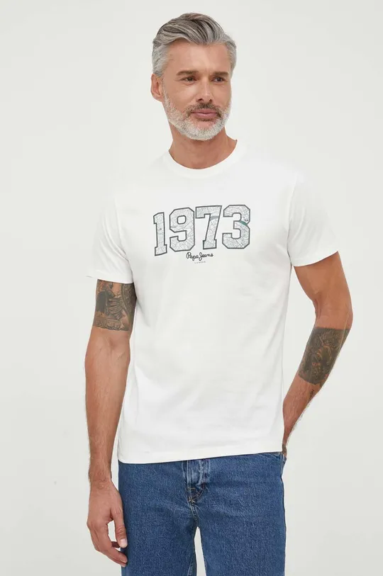 Βαμβακερό μπλουζάκι Pepe Jeans WYATT μπεζ