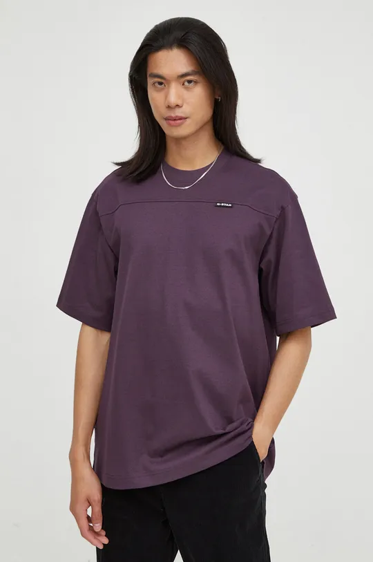 G-Star Raw t-shirt bawełniany fioletowy