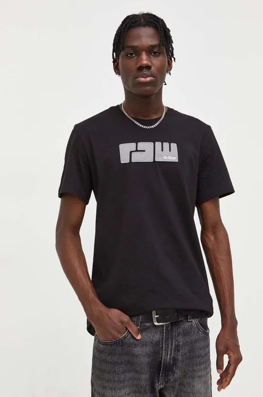 czarny G-Star Raw t-shirt bawełniany Męski