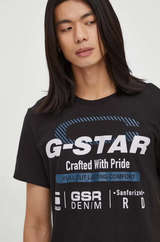 μαύρο Βαμβακερό μπλουζάκι G-Star Raw Ανδρικά