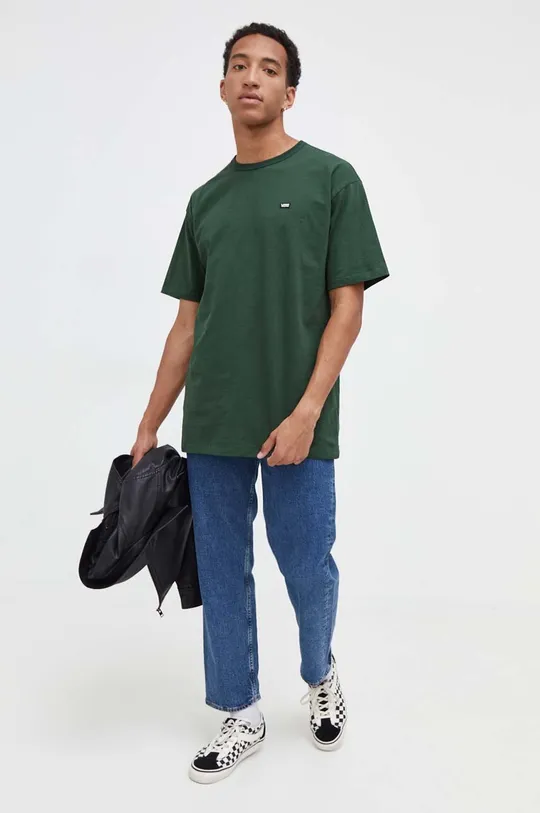 Хлопковая футболка Vans зелёный