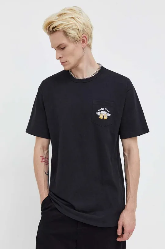 čierna Bavlnené tričko Vans Pánsky
