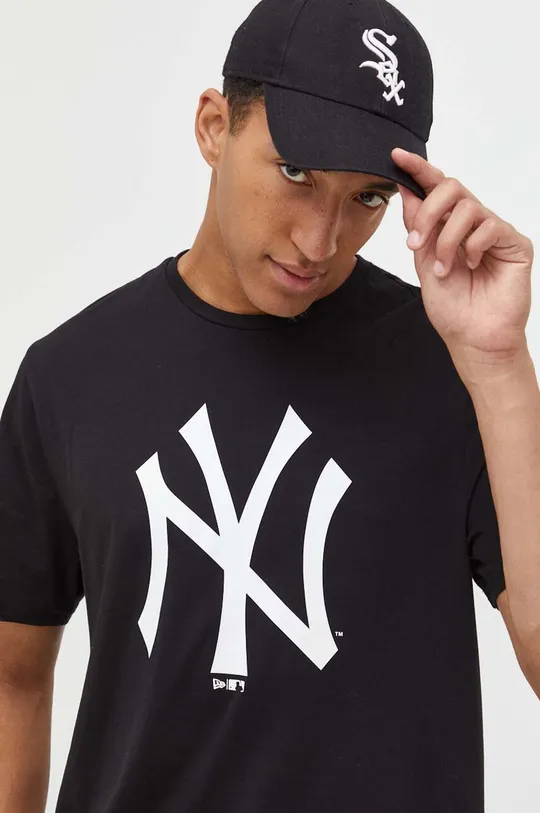 czarny New Era t-shirt bawełniany