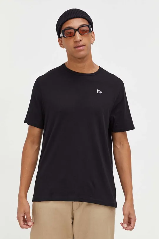 czarny New Era t-shirt bawełniany Męski