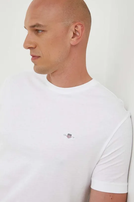 bela Bombažna kratka majica Gant Moški