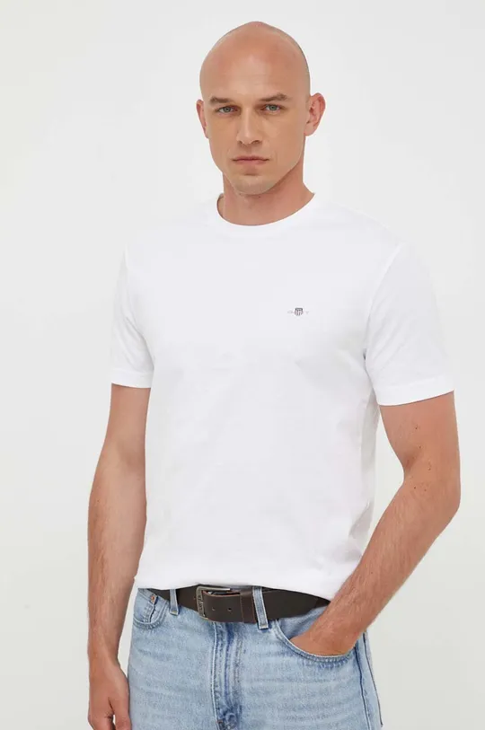 bela Bombažna kratka majica Gant