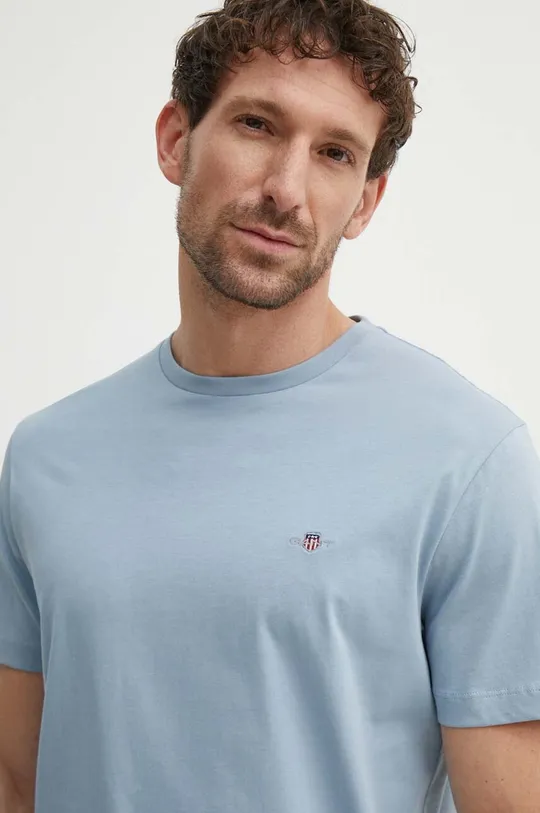 modrá Bavlnené tričko Gant Pánsky