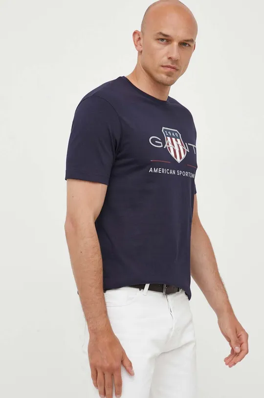 mornarsko modra Bombažna kratka majica Gant