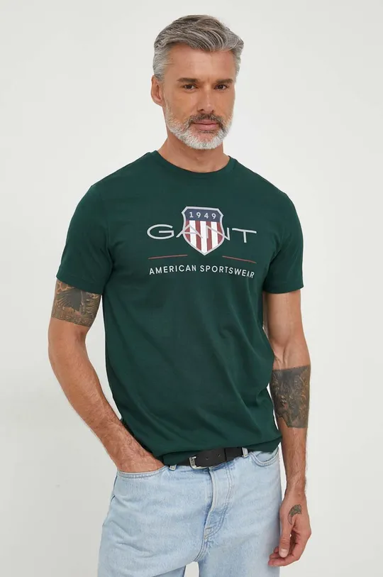 zelena Bombažna kratka majica Gant