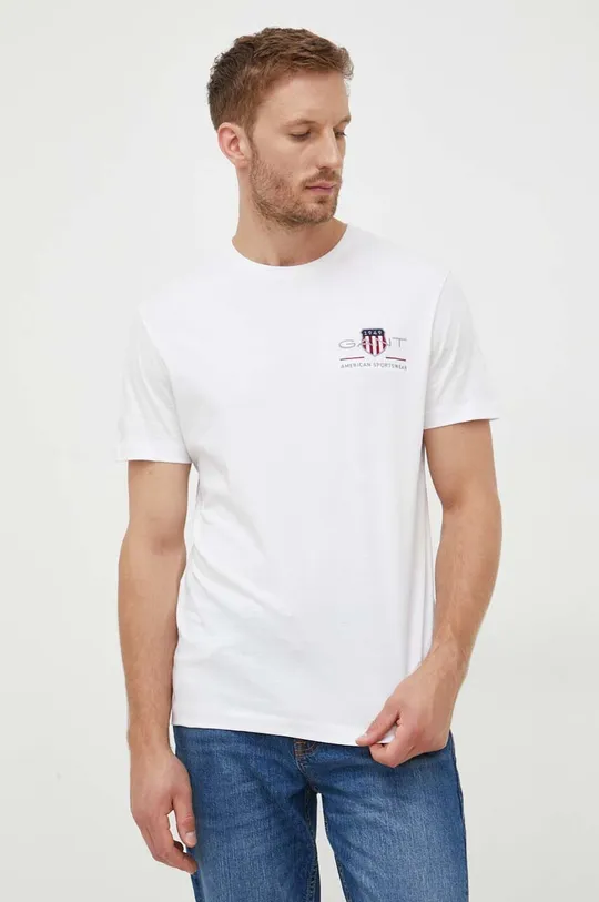 Gant t-shirt bawełniany biały
