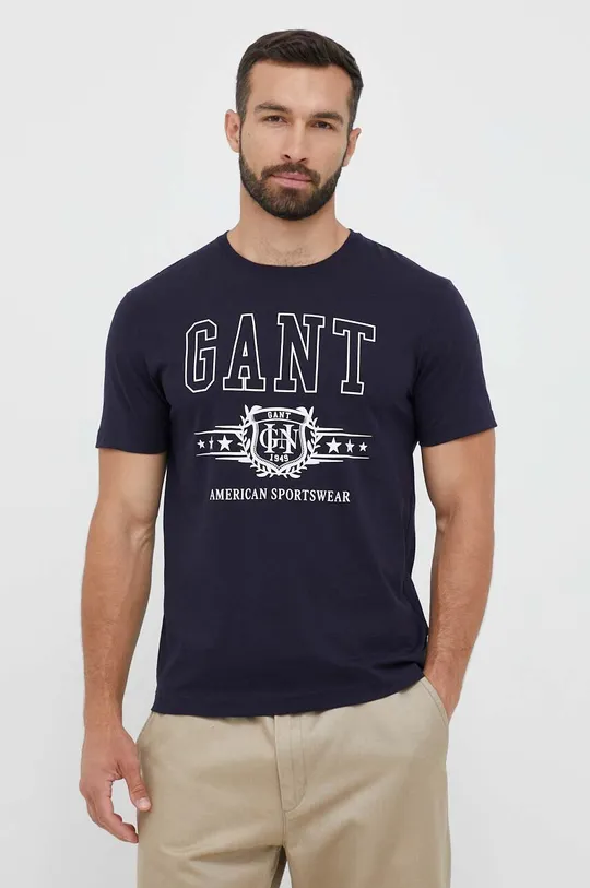 σκούρο μπλε Βαμβακερό μπλουζάκι Gant
